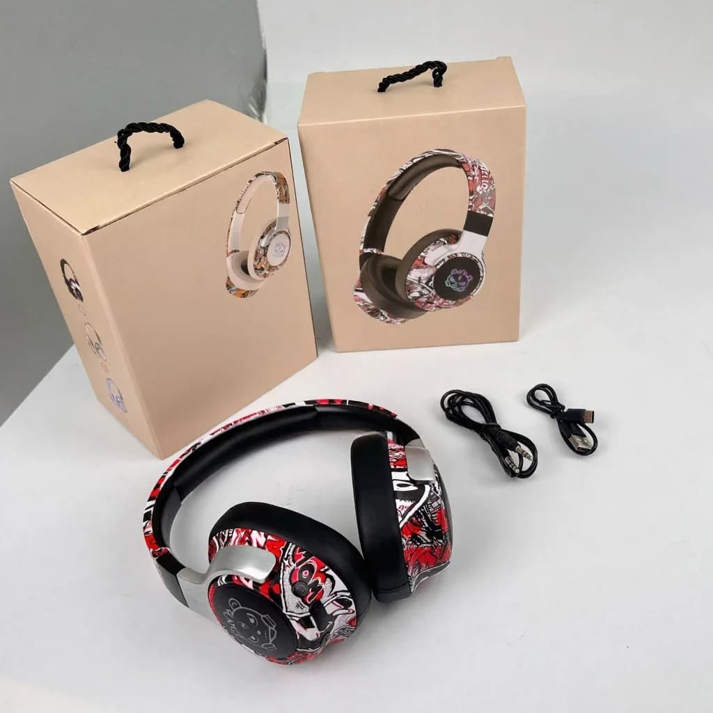 Naglavne Bluetooth slušalke z grafiti motivom, RGB lučkami in mikrofonom