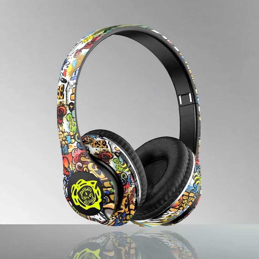 Brezžične Bluetooth slušalke z grafiti dizajnom, zložljive