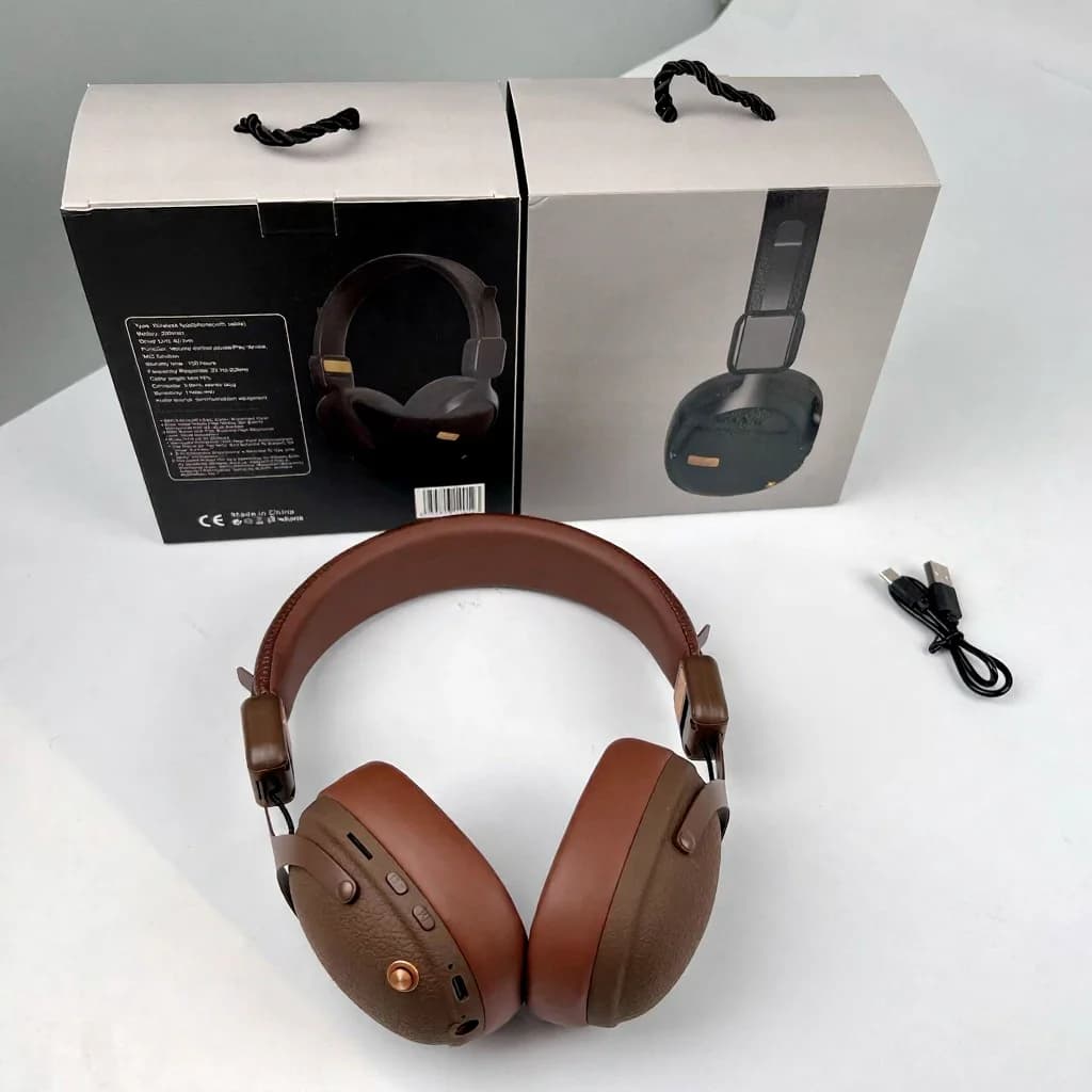 Retro brezžične slušalke prek ušes z Bluetooth 5.4 in dolgo avtonomijo