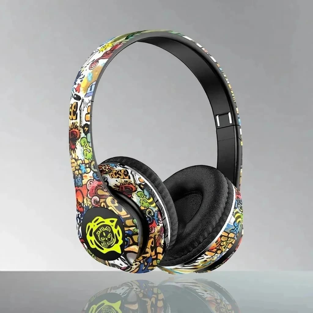 Brezžične Bluetooth slušalke z grafiti dizajnom, zložljive