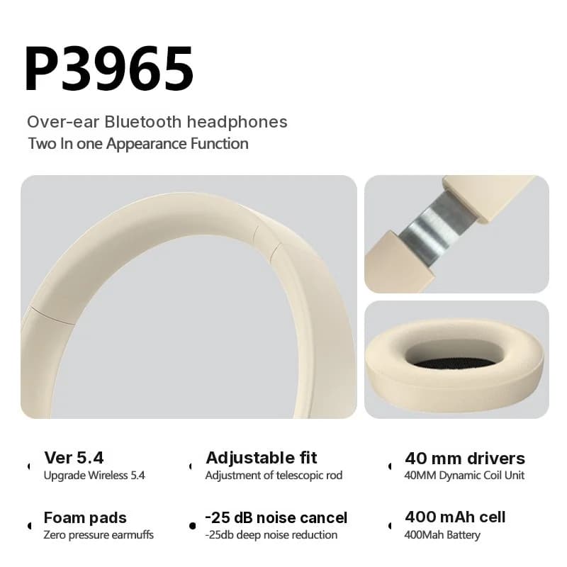 Brezžične stereo Bluetooth nadušesne slušalke z aktivnim preglasovanjem hrupa