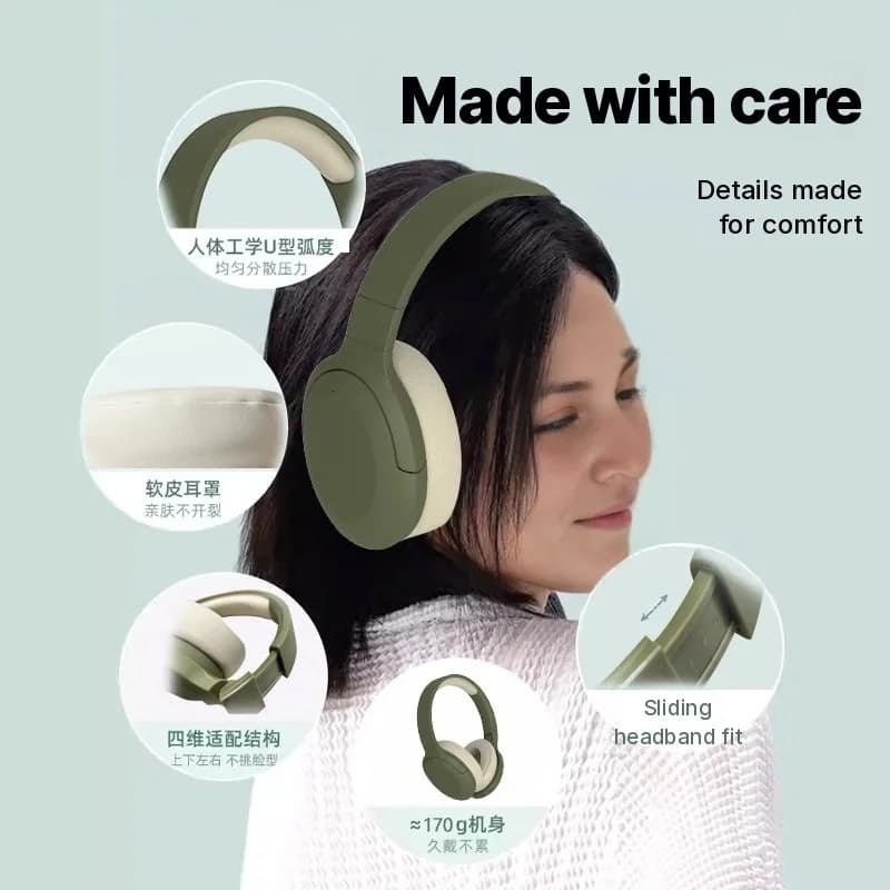 Wireless Bluetooth Over-Ear Headphones with FM Radio and Long Battery Life