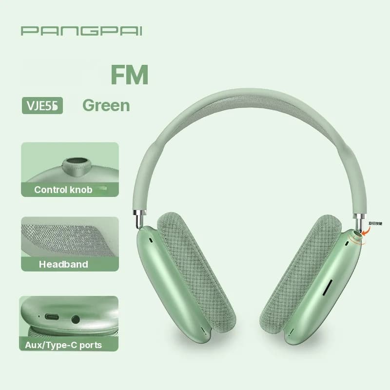 Slušalke Bluetooth 5.4 čez uho z rotacijskim gumbom in FM radijem