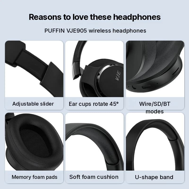 Brezžične slušalke čez uho z dolgo življenjsko dobo baterije in Bluetoothom 5.4