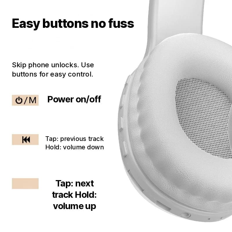 Bluetooth slušalke čez uho z režo za TF kartico in AUX vhodom