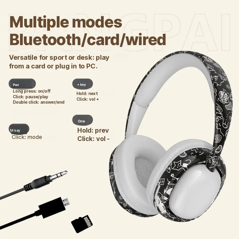 Bluetooth slušalke čez uho z globokim basom in brezžično povezavo