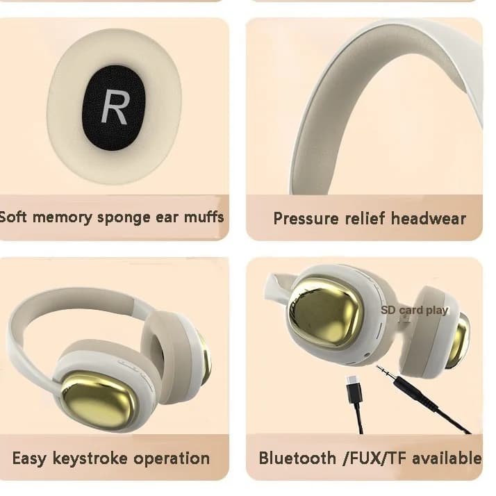 Brezžične slušalke čez uho z Bluetooth 5.3 in dolgo avtonomijo