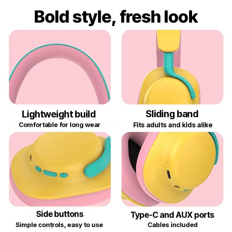 Over-Ear Wireless Bluetooth Headphones with FM Radio and AUX