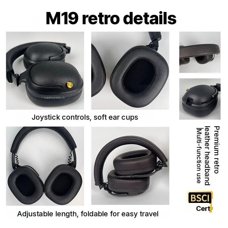 Retro brezžične Bluetooth slušalke s stereo zvokom in mikrofonom