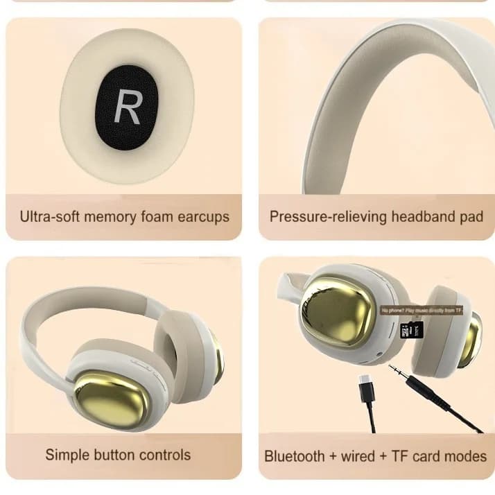 Brezžične Bluetooth slušalke čez uho z FM radiem in stereozvokom