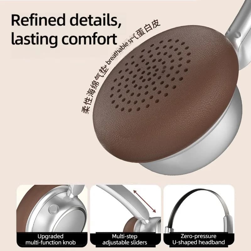 Retro brezžične Bluetooth slušalke z kovinskim naglavnim trakom in dolgo avtonomijo