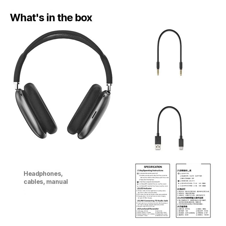 Slušalke Bluetooth 5.4 čez uho z rotacijskim gumbom in FM radijem
