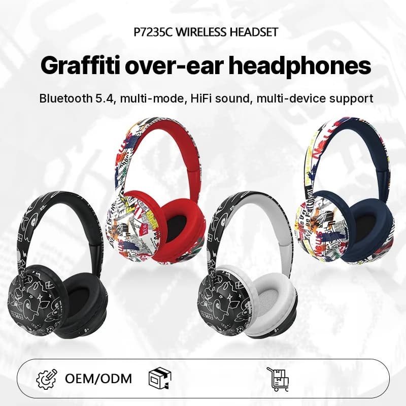 Brezžične slušalke čez uho z Bluetooth 5.4 in režo za TF kartico