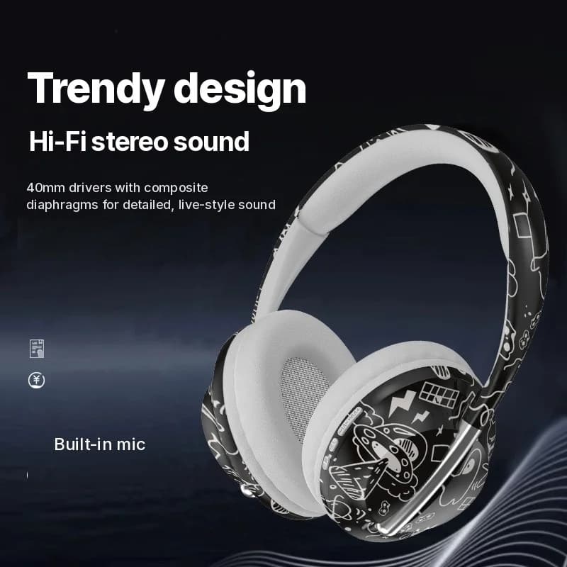 Bluetooth slušalke čez uho z režo za TF kartico in brezžično povezljivostjo