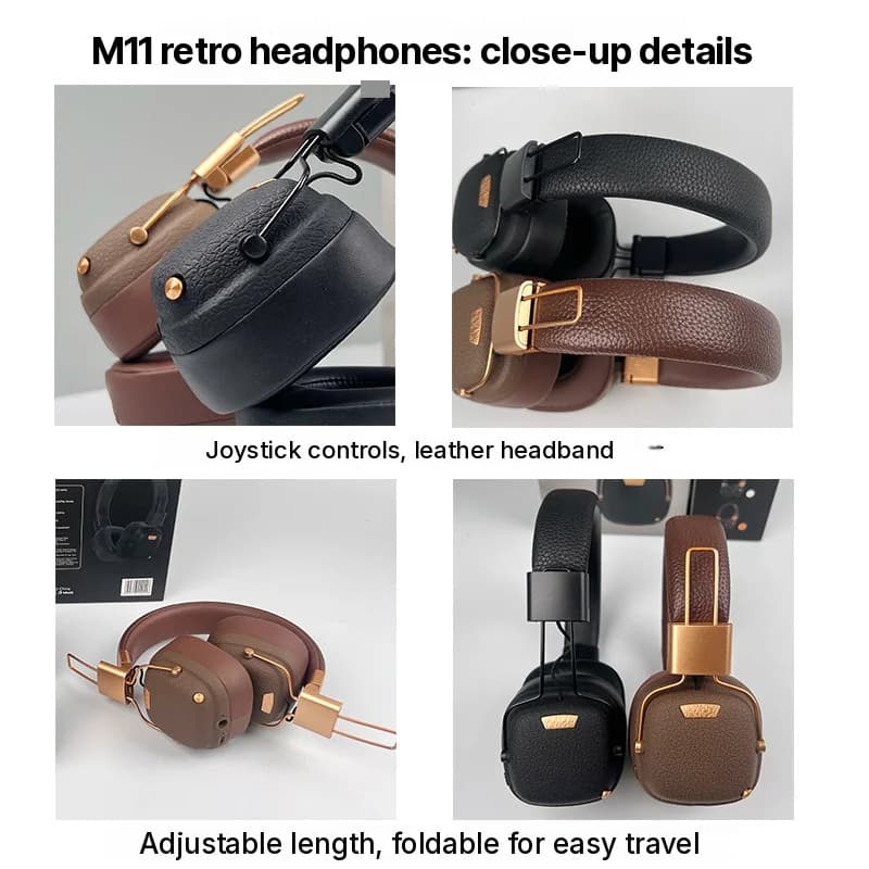 Retro brezžične Bluetooth slušalke čez uho z EQ zvočnimi načini
