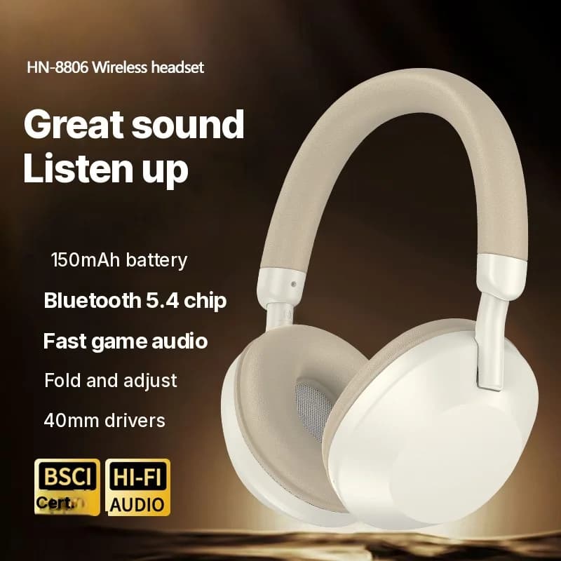 Brezžične slušalke čez uho z FM radiem in Bluetooth 5.4