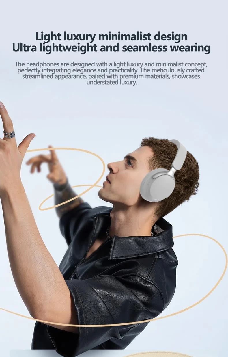 Brezžične Bluetooth slušalke čez uho s 3D stereo zvokom in dolgo avtonomijo