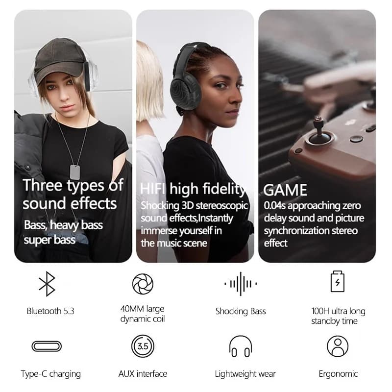 Brezžične Bluetooth slušalke čez uho z FM radiem in zmanjšanjem hrupa